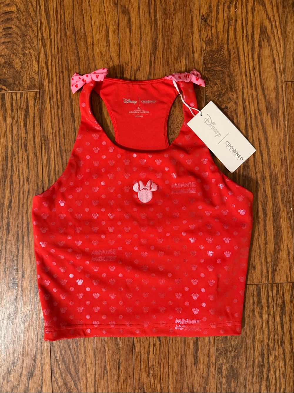 Disney x Crowned Athletics Minnie Mouse Girls Athletic Tank Youth Large YL NWT